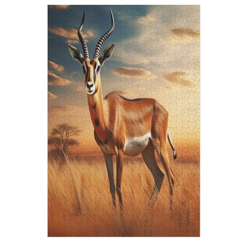 Puzzle Für Erwachsene, Antilope, 1000 Puzzleteile Für Kinder, Holzpuzzles, Geeignet Für Erwachsene Lernspiel, （78×53cm） von GGJJTT