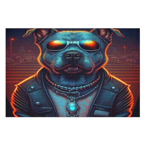 Puzzle Für Erwachsene, Boss Hund, 1000 Puzzleteile Für Kinder, Holzpuzzles, Geeignet Für Erwachsene, Lernspiel, Herausforderungsspielzeug （75×50cm） von GGJJTT
