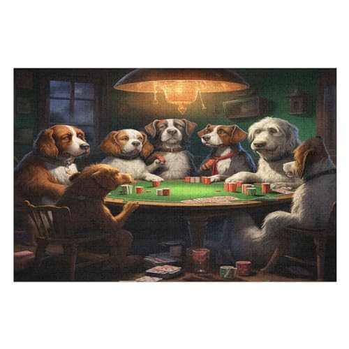 Puzzle Für Erwachsene, Cute Hund, 1000 Puzzleteile Für Kinder, Holzpuzzles, Geeignet Für Erwachsene, Lernspiel, Herausforderungsspielzeug （75×50cm） von GGJJTT