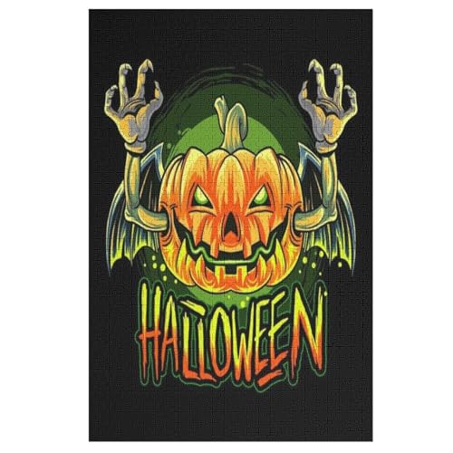 Puzzle Für Erwachsene, Halloween-Kürbis, 1000 Puzzleteile Für Kinder, Holzpuzzles, Geeignet Für Erwachsene, Lernspiel, Herausforderungsspielzeug （78×53cm） von GGJJTT