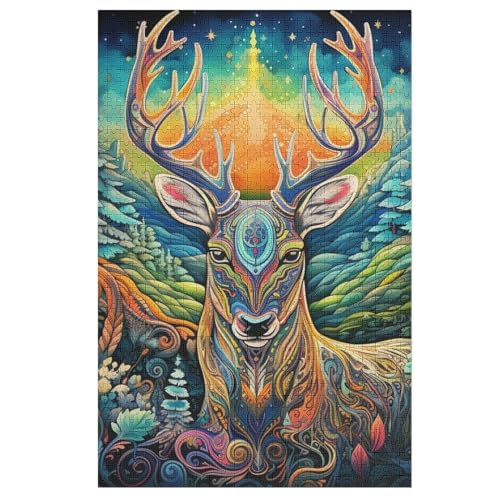 Puzzle Für Erwachsene, Hirsch -Puzzles Für Erwachsene, 1000-teiliges Holzpuzzle, Geeignet Für Erwachsene Und Kinder Ab 12 Jahren, Tolles Geschenk Für Erwachsene （78×53cm） von GGJJTT