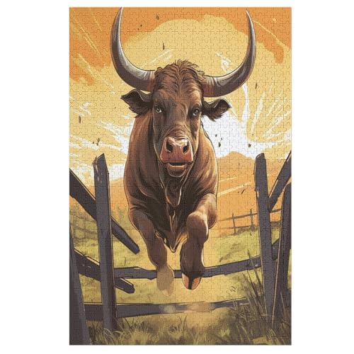 Puzzle Für Erwachsene, Kuh, 1000 Puzzleteile Für Kinder, Holzpuzzles, Geeignet Für Erwachsene Lernspiel, （78×53cm） von GGJJTT