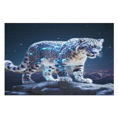 Puzzle Für Erwachsene, Leopard, 1000 Puzzleteile Für Kinder, Holzpuzzles, Geeignet Für Erwachsene, Lernspiel, Herausforderungsspielzeug （75×50cm） von GGJJTT