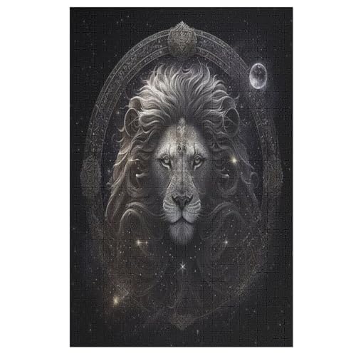 Puzzle Für Erwachsene, Löwe, 1000 Puzzleteile Für Kinder, Holzpuzzles, Geeignet Für Erwachsene, Lernspiel, Herausforderungsspielzeug （78×53cm） von GGJJTT