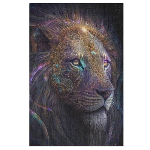 Puzzle Für Erwachsene, Löwe, 1000 Puzzleteile Für Kinder, Holzpuzzles, Geeignet Für Erwachsene, Lernspiel, Herausforderungsspielzeug （78×53cm） von GGJJTT