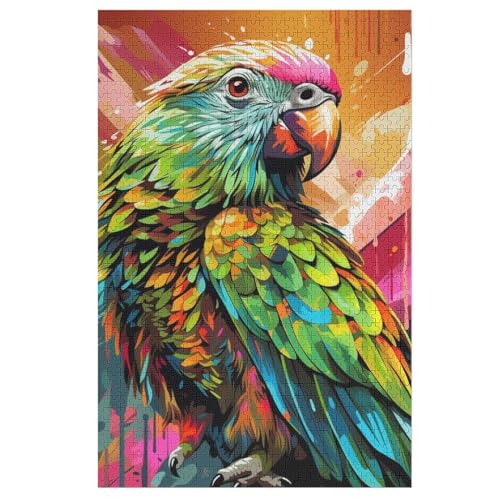 Puzzle Für Erwachsene, Papagei, 1000 Puzzleteile Für Kinder, Holzpuzzles, Geeignet Für Erwachsene, Lernspiel, Herausforderungsspielzeug （78×53cm） von GGJJTT