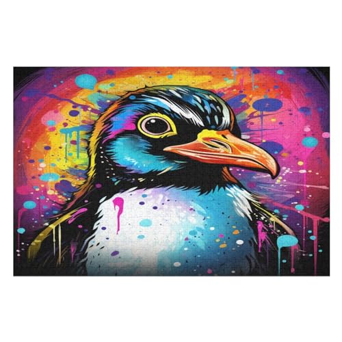 Puzzle Für Erwachsene, Pinguin, 1000 Puzzleteile Für Kinder, Holzpuzzles, Geeignet Für Erwachsene, Lernspiel, Herausforderungsspielzeug （75×50cm） von GGJJTT