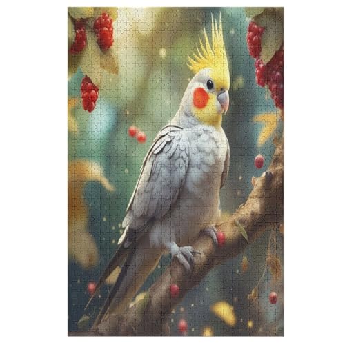 Puzzle Für Erwachsene, White Papagei, 1000 Puzzleteile Für Kinder, Holzpuzzles, Geeignet Für Erwachsene, Lernspiel, Herausforderungsspielzeug （78×53cm） von GGJJTT