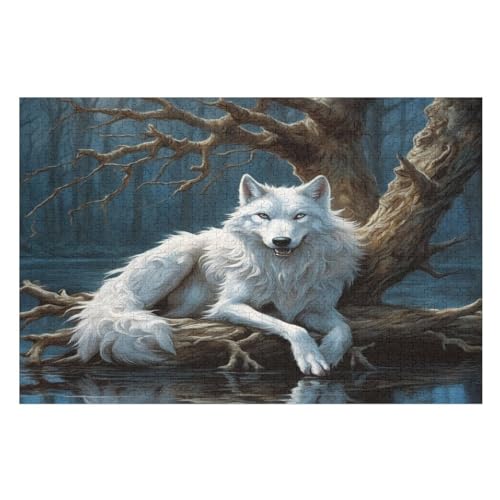 Puzzle Für Erwachsene, Wolf, 1000 Puzzleteile Für Kinder, Holzpuzzles, Geeignet Für Erwachsene, Lernspiel, Herausforderungsspielzeug （75×50cm） von GGJJTT