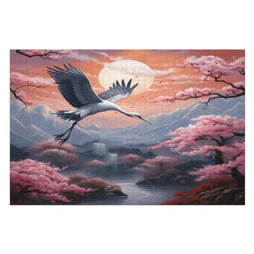 Puzzle Für Erwachsene, weißer Kranich, 1000 Puzzleteile Für Kinder, Holzpuzzles, Geeignet Für Erwachsene Lernspiel, 75×50cm von GGJJTT