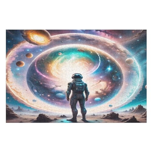 Puzzles Für Erwachsene, 1000 Teile, Astronaut, Kreative Holzpuzzles, Praktisches Spiel, Familiendekoration （75×50cm） von GGJJTT