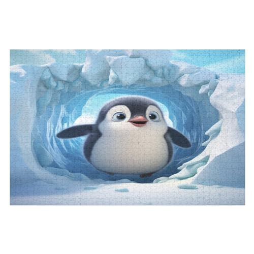 Puzzles Für Erwachsene, 1000 Teile, Cute Pinguin, Kreative Holzpuzzles, Praktisches Spiel, Familiendekoration （75×50cm） von GGJJTT