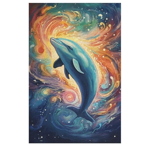 Puzzles Für Erwachsene, 1000 Teile, Delfin, Kreative Holzpuzzles, Praktisches Spiel, Familiendekoration 78×53cm von GGJJTT