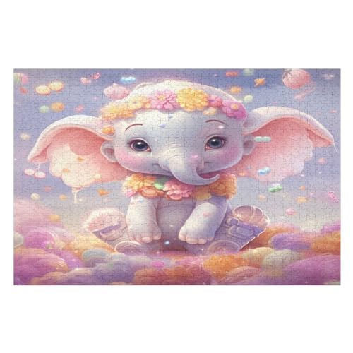 Puzzles Für Erwachsene, 1000 Teile, Elefant, Kreative Holzpuzzles, Praktisches Spiel, Familiendekoration （75×50cm） von GGJJTT