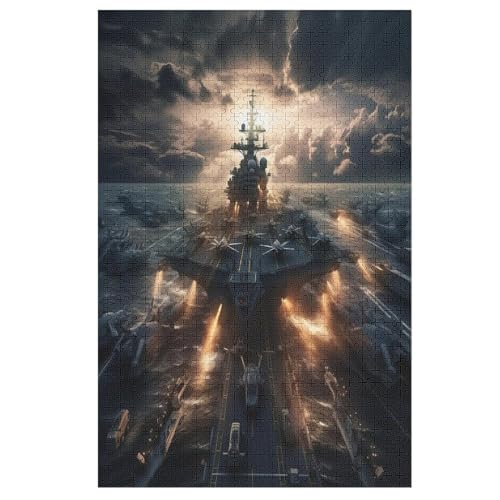 Puzzles Für Erwachsene, 1000 Teile, Flugzeugträger, Kreative Holzpuzzles, Praktisches Spiel, Familiendekoration （78×53cm） von GGJJTT
