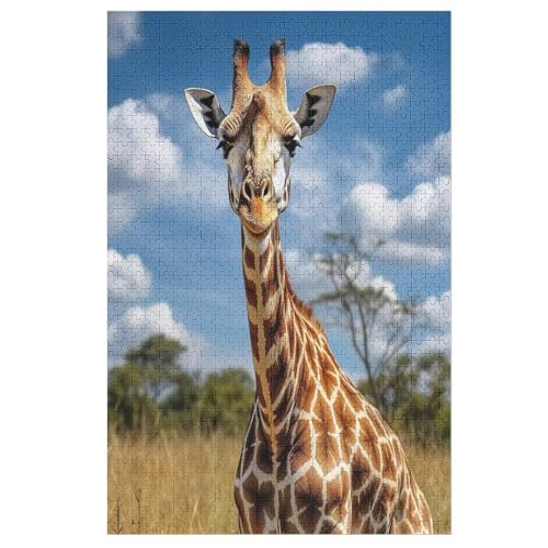Puzzles Für Erwachsene, 1000 Teile, Giraffe, Kreative Holzpuzzles, Praktisches Spiel, Familiendekoration （78×53cm） von GGJJTT
