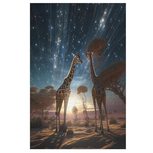 Puzzles Für Erwachsene, 1000 Teile, Giraffe, Kreative Holzpuzzles, Praktisches Spiel, Familiendekoration （78×53cm） von GGJJTT