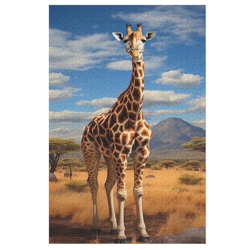 Puzzles Für Erwachsene, 1000 Teile, Giraffe, Kreative Holzpuzzles, Praktisches Spiel, Familiendekoration （78×53cm） von GGJJTT