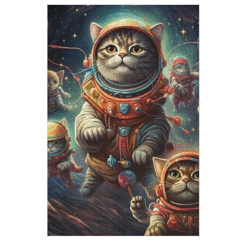 Puzzles Für Erwachsene, 1000 Teile, Katze, Kreative Holzpuzzles, Praktisches Spiel, Familiendekoration （78×53cm） von GGJJTT