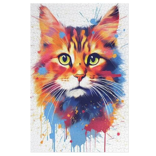 Puzzles Für Erwachsene, 1000 Teile, Katze, Kreative Holzpuzzles, Praktisches Spiel, Familiendekoration 78×53cm von GGJJTT