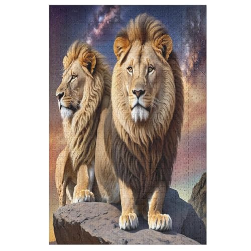 Puzzles Für Erwachsene, 1000 Teile, Löwe, Kreative Holzpuzzles, Praktisches Spiel, Familiendekoration （78×53cm） von GGJJTT