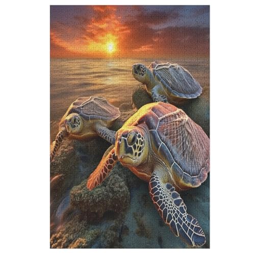 Puzzles Für Erwachsene, 1000 Teile, Meeresschildkröten, Kreative Holzpuzzles, Praktisches Spiel, Familiendekoration （78×53cm） von GGJJTT