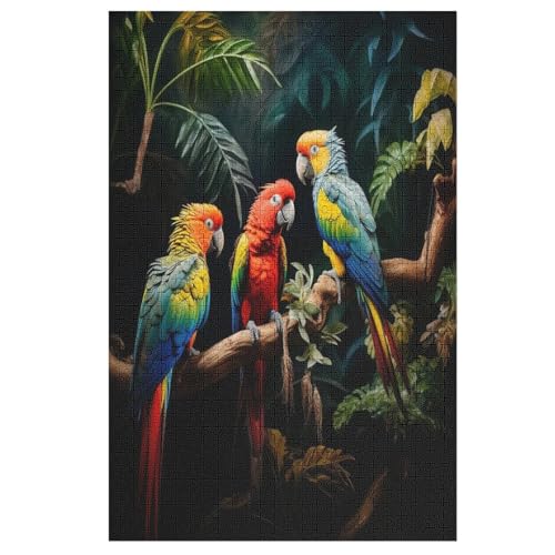 Puzzles Für Erwachsene, 1000 Teile, Papagei, Kreative Holzpuzzles, Praktisches Spiel, Familiendekoration （78×53cm） von GGJJTT