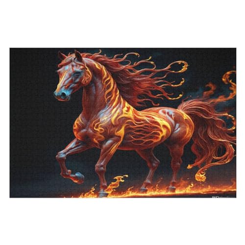 Puzzles Für Erwachsene, 1000 Teile, Pferd, Kreative Holzpuzzles, Praktisches Spiel, Familiendekoration （75×50cm） von GGJJTT