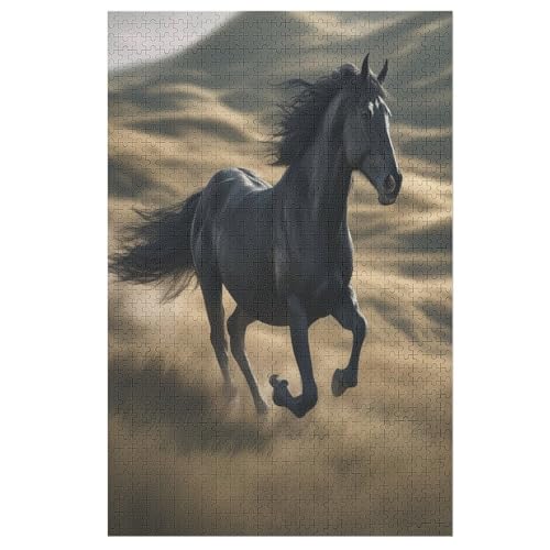 Puzzles Für Erwachsene, 1000 Teile, Horse, Kreative Holzpuzzles, Praktisches Spiel, Familiendekoration （78×53cm） von GGJJTT
