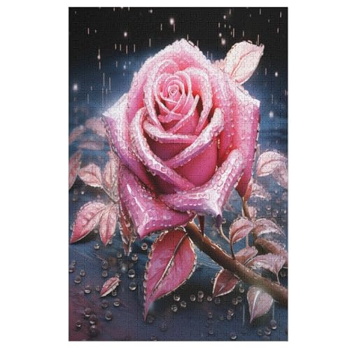 Puzzles Für Erwachsene, 1000 Teile, Rose, Kreative Holzpuzzles, Praktisches Spiel, Familiendekoration （78×53cm） von GGJJTT