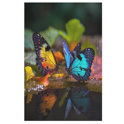 Puzzles Für Erwachsene, 1000 Teile, Schmetterling, Kreative Holzpuzzles, Praktisches Spiel, Familiendekoration （78×53cm） von GGJJTT