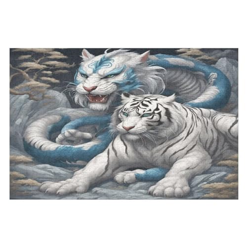 Puzzles Für Erwachsene, 1000 Teile, Tiger, Kreative Holzpuzzles, Praktisches Spiel, Familiendekoration （75×50cm） von GGJJTT