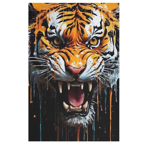 Puzzles Für Erwachsene, 1000 Teile, Tiger, Kreative Holzpuzzles, Praktisches Spiel, Familiendekoration （78×53cm） von GGJJTT