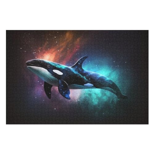Puzzles Für Erwachsene, 1000 Teile, Wal, Kreative Holzpuzzles, Praktisches Spiel, Familiendekoration （75×50cm） von GGJJTT