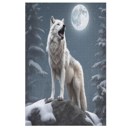 Puzzles Für Erwachsene, 1000 Teile, Wolf, Kreative Holzpuzzles, Praktisches Spiel, Familiendekoration （78×53cm） von GGJJTT