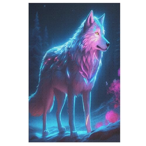 Puzzles Für Erwachsene, 1000 Teile, Wolf, Kreative Holzpuzzles, Praktisches Spiel, Familiendekoration （78×53cm） von GGJJTT