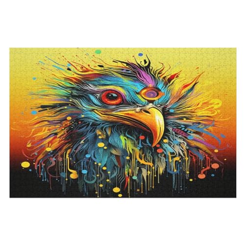Puzzles Für Erwachsene, Farbenfroher Adler, 1000-teilige Puzzles Für Erwachsene Und Kinder Ab 12 Jahren, Holzpuzzles Für Die Heimdekoration, （75×50cm） von GGJJTT