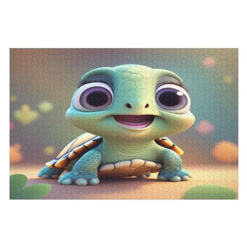 Puzzles Für Erwachsene, Puzzle Cute Schildkröte, 1000 Teile, Puzzle Aus Holz Für Erwachsene Und Kinder Ab 12 Jahren, Lernspielzeug （75×50cm） von GGJJTT