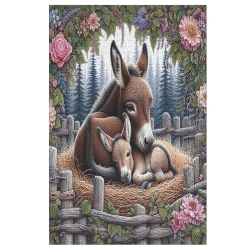 Puzzles Für Erwachsene, Puzzle Esel, 1000 Teile, Puzzle Aus Holz Für Erwachsene Und Kinder Ab 12 Jahren, Lernspielzeug （78×53cm） von GGJJTT