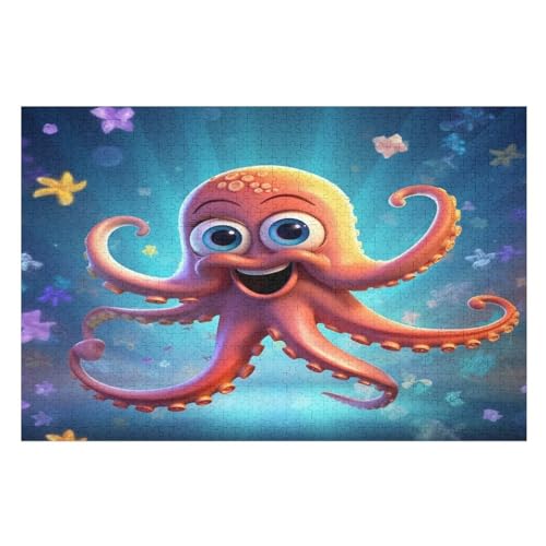 Puzzles Für Erwachsene, Puzzle Süßer Oktopus, 1000 Teile, Puzzle Aus Holz Für Erwachsene Und Kinder Ab 12 Jahren, Lernspielzeug 75×50cm von GGJJTT