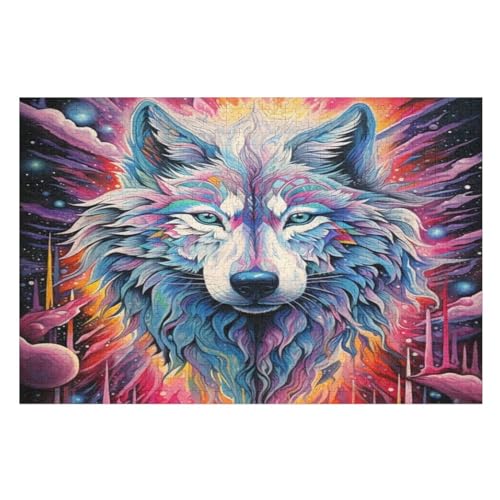 Puzzles Für Erwachsene, Wolf, 1000-teilige Puzzles Für Erwachsene Und Kinder Ab 12 Jahren, Holzpuzzles Für Die Heimdekoration, （75×50cm） von GGJJTT