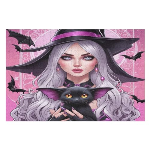 Puzzles Für Erwachsene 1000 Teiliges Halloween-Hexe Puzzles Für Erwachsene Holzbrettpuzzles Denksportaufgaben Für Erwachsene （75×50cm） von GGJJTT