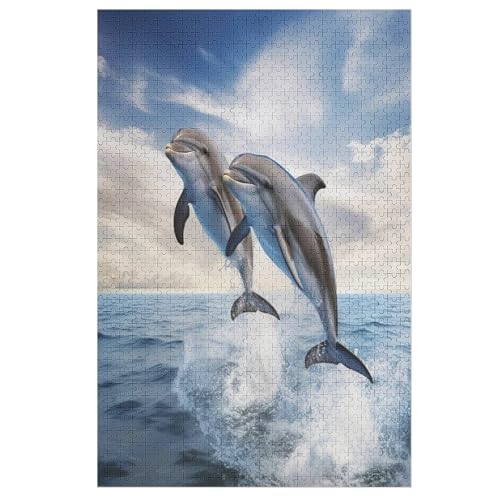 Puzzles Für Erwachsene Delfin,1000-teilige Puzzle Für Erwachsene Und Kinder Ab 12 Jahren, Holzpuzzles Für Die Heimdekoration, 78×53cm von GGJJTT