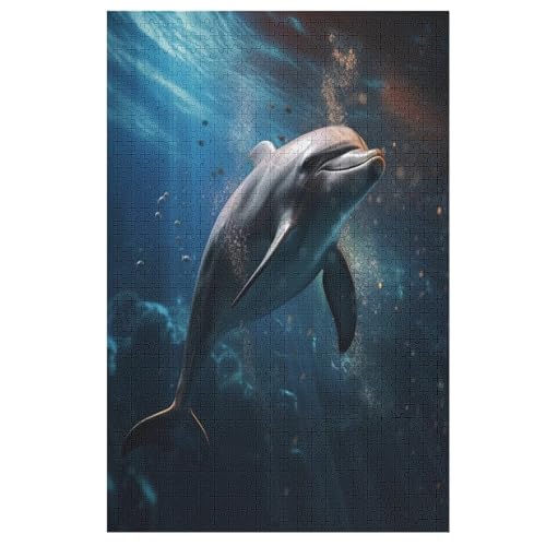 Puzzles Für Erwachsene Delfins, 1000 Teile, Puzzle Aus Holz Für Erwachsene Und Kinder Ab 12 Jahren, Lernspielzeug 78×53cm von GGJJTT