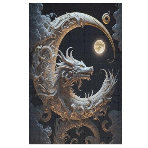 Puzzles Für Erwachsene Drache, 1000 Teile, Puzzle Aus Holz Für Erwachsene Und Kinder Ab 12 Jahren, Lernspielzeug 78×53cm von GGJJTT