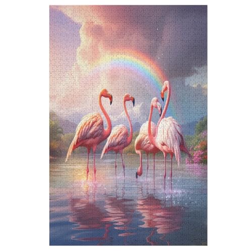 Puzzles Für Erwachsene Flamingo,1000-teilige Puzzle Für Erwachsene Und Kinder Ab 12 Jahren, Holzpuzzles Für Die Heimdekoration, （78×53cm） von GGJJTT