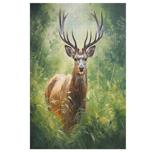 Puzzles Für Erwachsene Hirsch, 1000 Teile, Puzzle Aus Holz Für Erwachsene Und Kinder Ab 12 Jahren, Lernspielzeug 78×53cm von GGJJTT