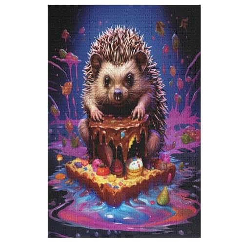 Puzzles Für Erwachsene Igel, 1000 Teile, Puzzle Aus Holz Für Erwachsene Und Kinder Ab 12 Jahren, Lernspielzeug 78×53cm von GGJJTT