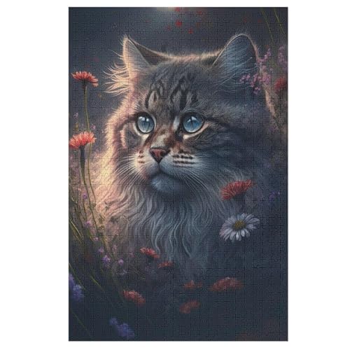 Puzzles Für Erwachsene Katze, 1000 Teile, Puzzle Aus Holz Für Erwachsene Und Kinder Ab 12 Jahren, Lernspielzeug 78×53cm von GGJJTT