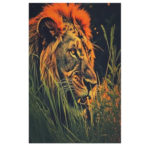 Puzzles Für Erwachsene Löwe, 1000 Teile, Puzzle Aus Holz Für Erwachsene Und Kinder Ab 12 Jahren, Lernspielzeug 78×53cm von GGJJTT